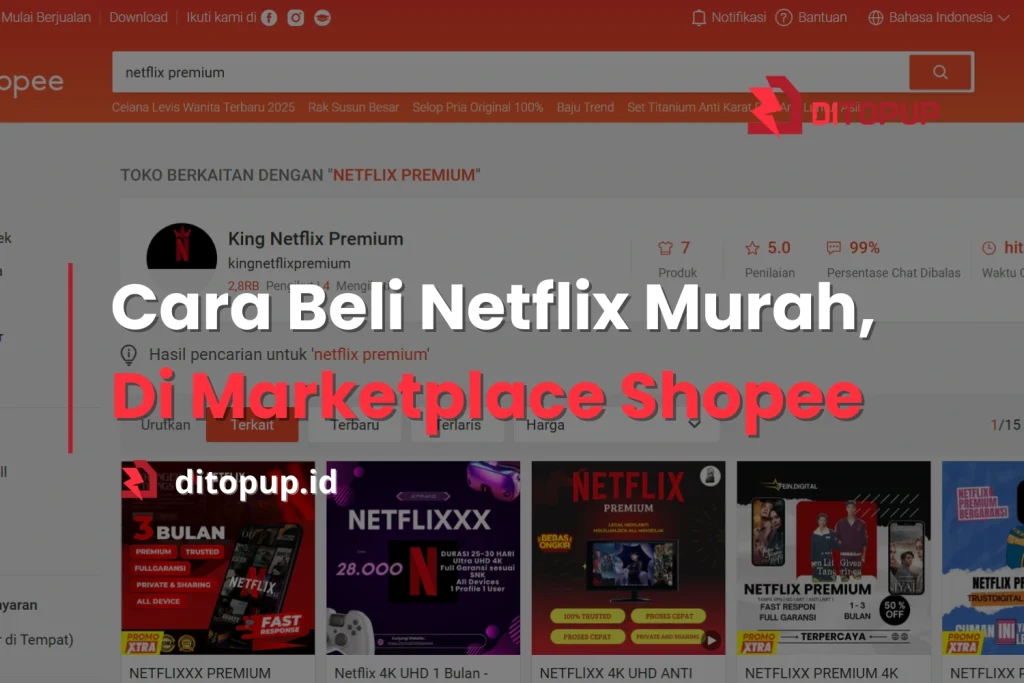 Cara Beli Netflix Murah di Marketplace Shopee